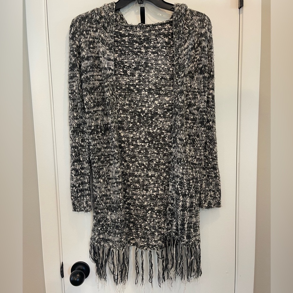 Full Tilt S Hooded Cardigan with Fringe